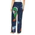 thumbnail image 3 of Disketp Dinosaur Astronaut Space Surfing Print Women'S Comfy Pajama Pants Casual Drawstring Palazzo Lounge Wide Leg Pants, 3 of 9