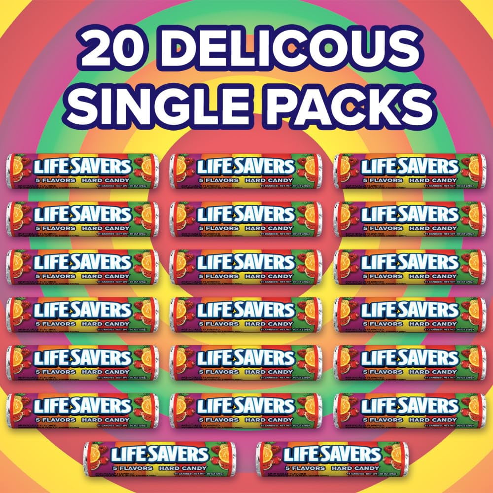 Life Savers 5 Flavors Hard Candy Rolls, 1.14 Ounce (Pack Of 20)