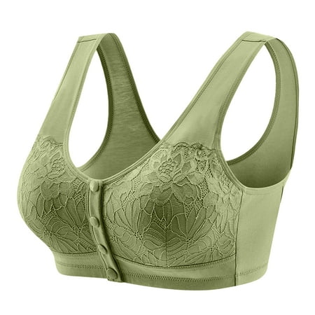 Green 44 Underwear Middle and Elderly Strapless Front Buckle Lift Bra Bras Elderly Vests Thin Cotton Sports Bras for Women and Comfortable Front Buckle Seamless Bras Lace Styl