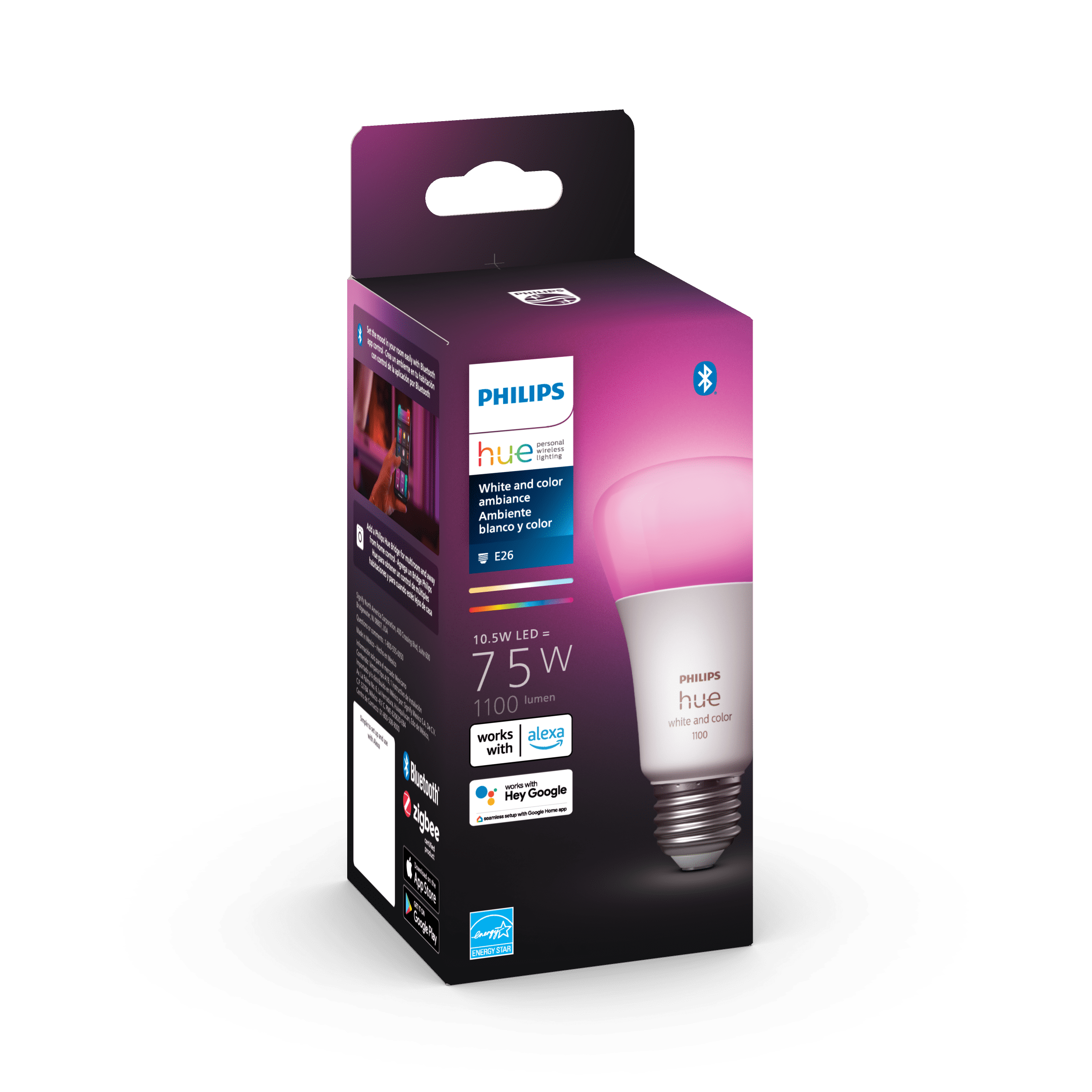 Philips Hue White and Color Ambiance A19 Smart Bulb photo 2