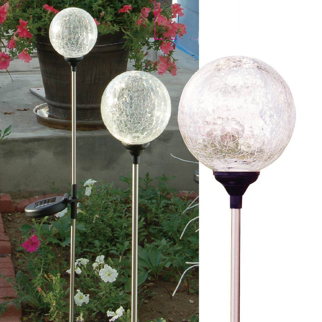 Solaration174; Crackle Glass Globe Solar Lawn Light, 3.5' Dia (3 Pack)