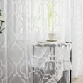 thumbnail image 2 of Junvictex Lace Sheer Curtains White for Bedroom Classic Geometric Rod Pocket Living Room Panels Knitted Moroccan Pattern Light Filtering Privacy Airy Semi Sheer,52"Wx84"L,2 Panels, 2 of 5