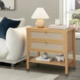 thumbnail image 3 of Rattan Night Stand Set of 2, Boho Nightstand with 2 Drawers and Storage Shelf, Modern Farmhouse Nightstand, Side Tables for Living Room, Bedroom, 3 of 9