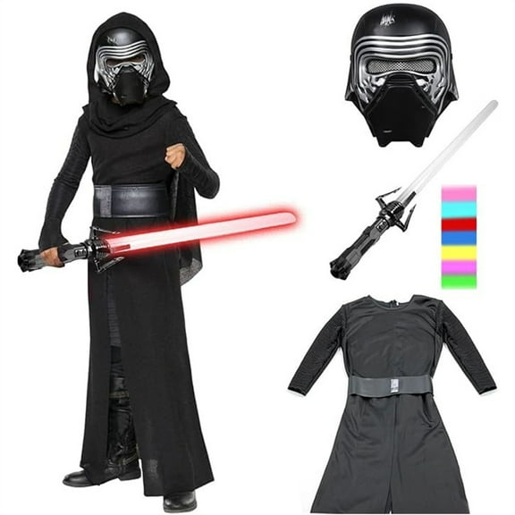 Litotal Kids Boys Kylo Ren Clothes Jedi Knight Clothes Jumpsuit with Sword of Light and Mask for Kids Halloween Party