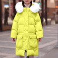 thumbnail image 2 of DJDLJWCJ Girls Long Winter Puffer Coat With Hood Girls Warm Quilted Down Jacket Insulated Long Length Outerwear Yellow Size 12, 2 of 9