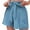 Blue, variant on Tbopshirt High Waisted Shorts Women's High Waist Shorts Wide Leg Pants Casual Loose Shorts Belt