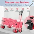 thumbnail image 3 of Sekey 330LBS Collapsible Foldable Wagon Cart with Brake Wheels Large Capacity Folding Beach Pink Lightweight Heavy Duty Utility Garden Grocery Wagon and Cart for Camping Shopping, 1 Year Warranty, 3 of 9