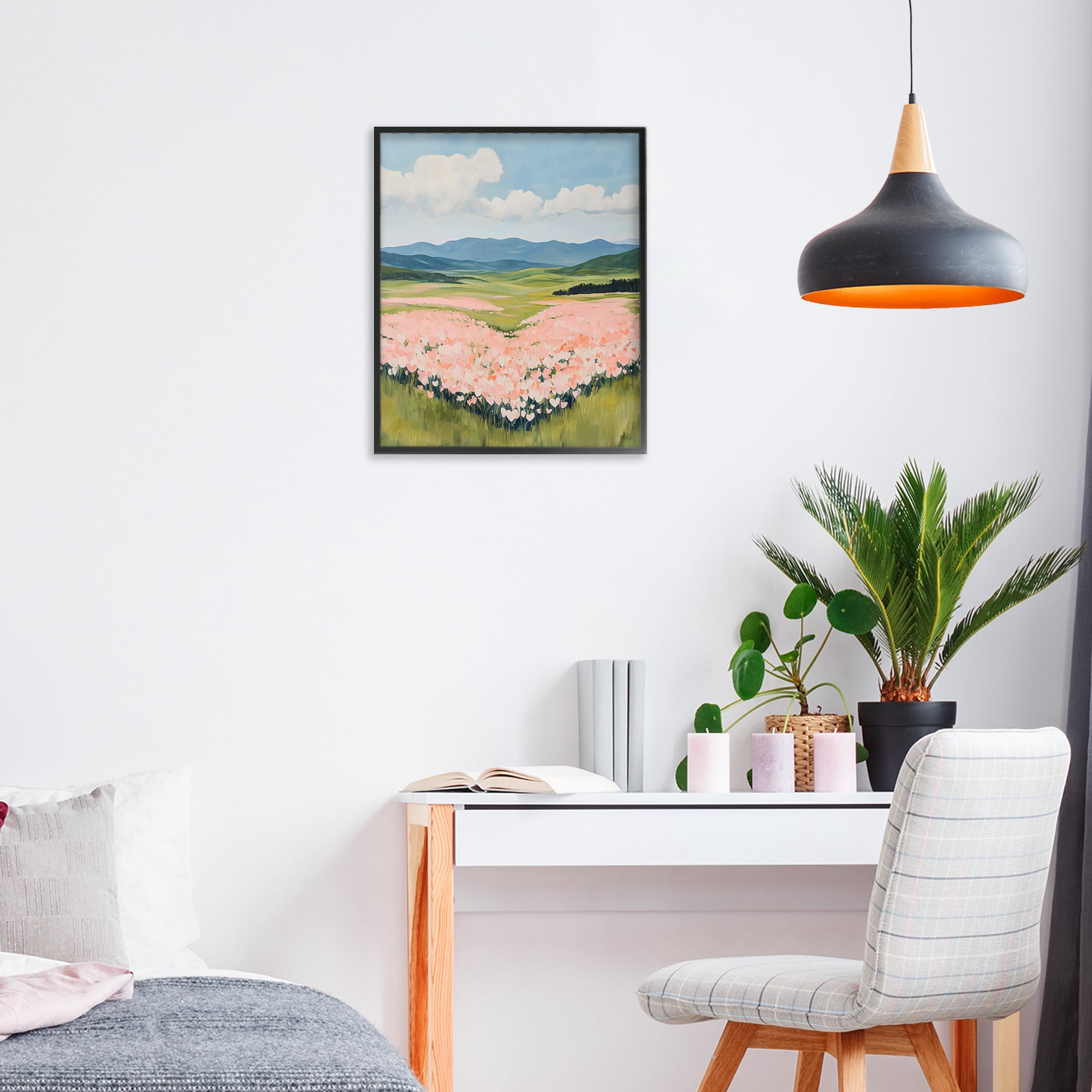 Stupell Industries Heart Shaped Flower Field Black Framed Giclee Art, design by The Prints Vibe