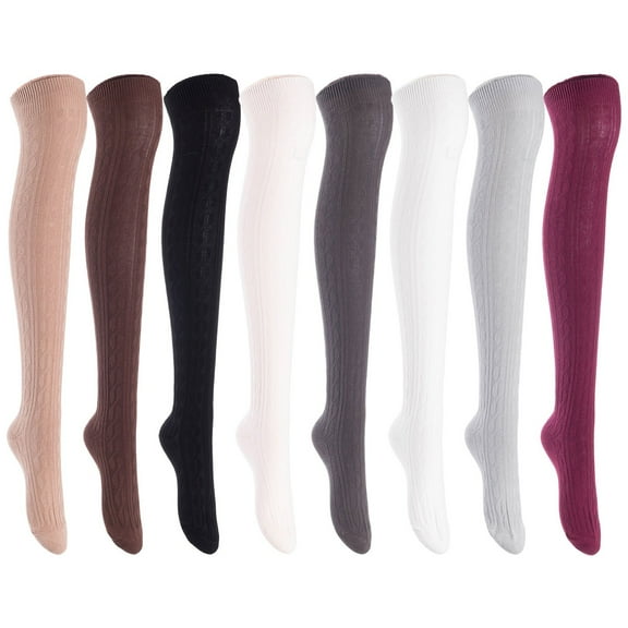 Lian Lifestyle Exquisite Big Girls Womens 3 Pairs Thigh High Cotton Socks. Super Comfortable in Vibrant Unique Colors Size 2.5-7 LBG1024 (Assorted)