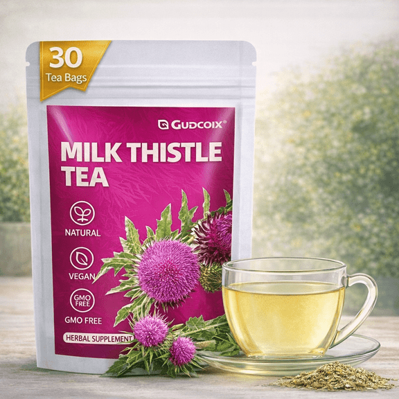 Gudcoix Milk Thistle Tea Bags, Herbal Tea, 30 Tea Bags (3g), Non-GMO, Vegan, Caffeine Free
