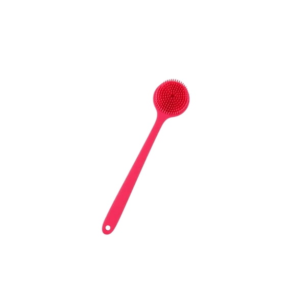 Long Handle Shower Scrub Brush Red Silicone Bath Back Scrubber for Body Bathroom Use