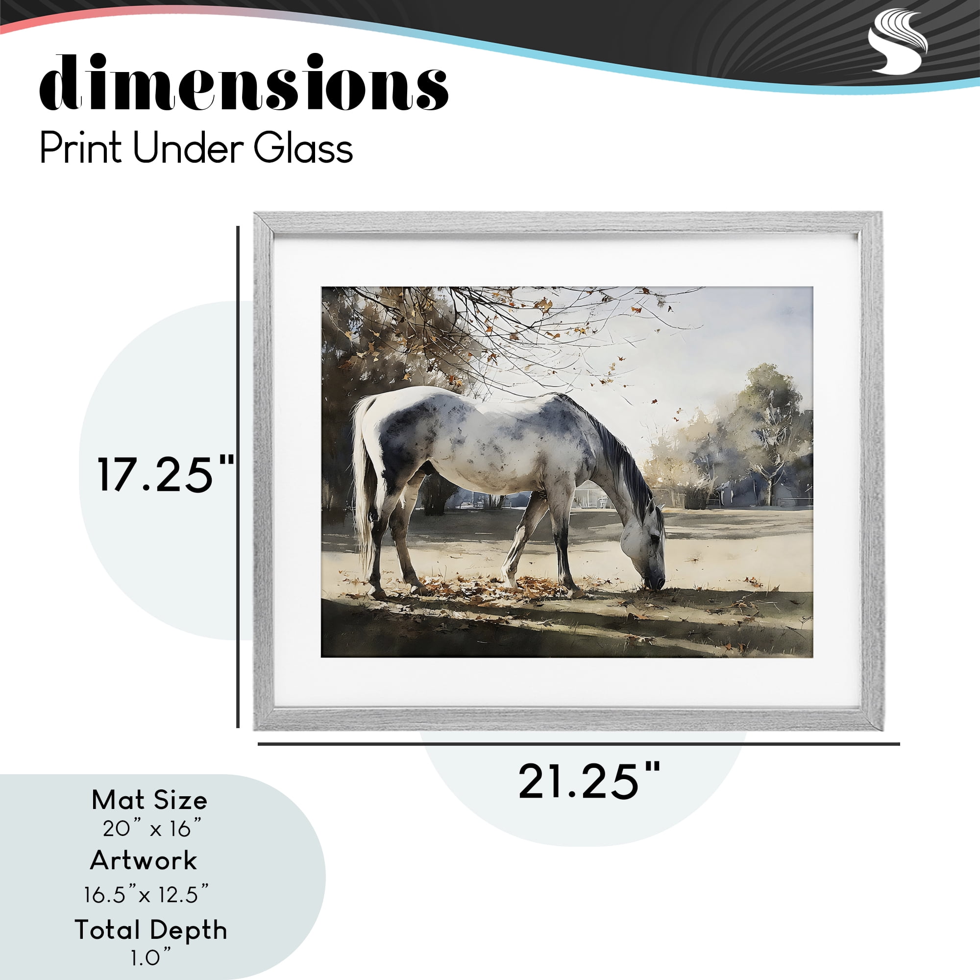 Stupell Industries Grey & White Mare Grazing Gray Framed Print Under Glass, design by Franklyn Gregory
