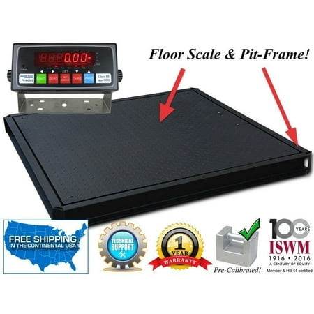 48" x 48" (4'x4') Floor Scale with Pit Frame | Pallet size 1,000 lbs. x .2 lb
