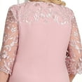 thumbnail image 4 of IBTOM CASTLE Women Plus Size Half Sleeve Floral Mesh Sleeve Wedding Guest Dress Round Neck Embroidered Cocktail Party Chiffon Midi Dress 2XL Pink, 4 of 7