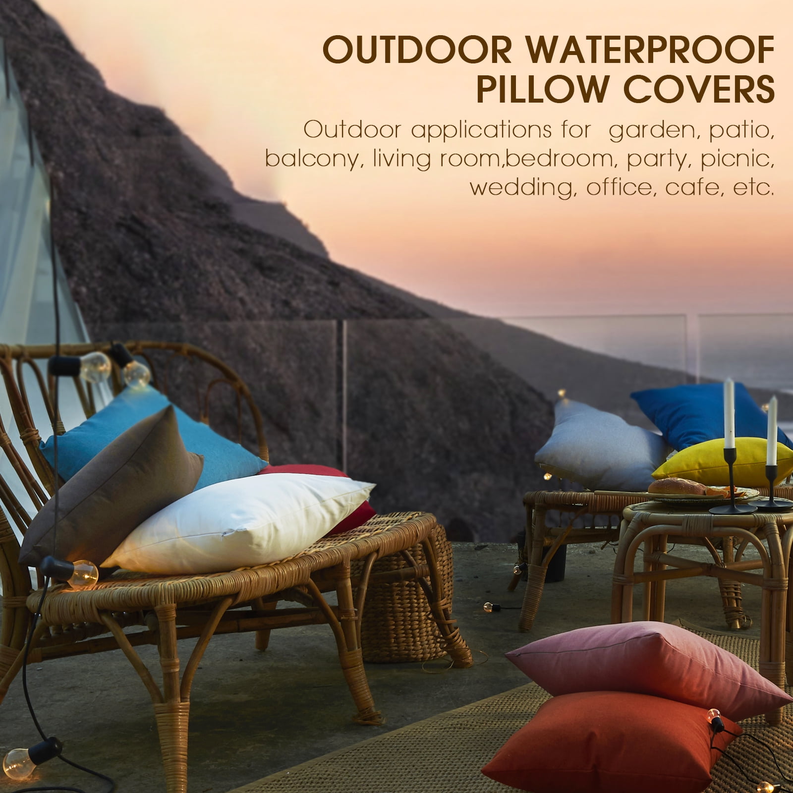 2 Waterproof Lumbar Pillow Case Covers 12x19″ Outdoor Indoor Patio