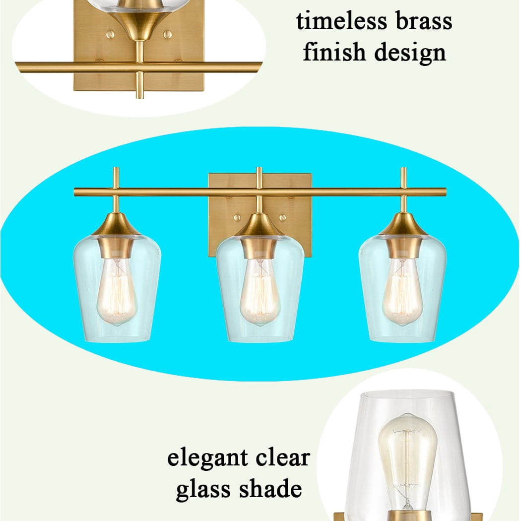 Fondavelle Modern Brass Wall Sconce Bathroom Vanity Light , 3-Bulbs