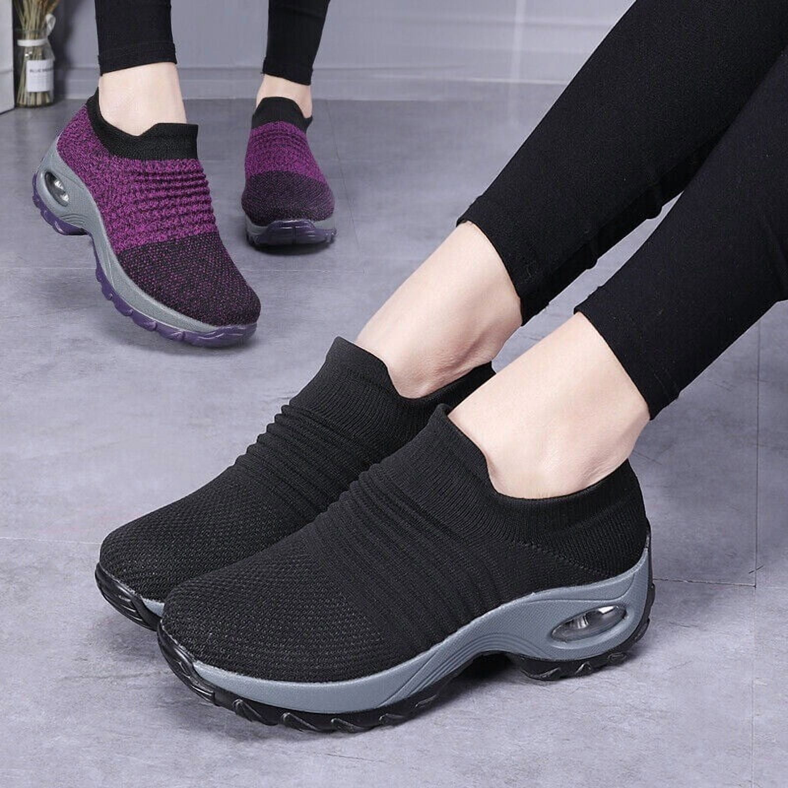 Women Walking Shoes Breathable Sneakers Slip on Outdoor Running Tennis Trainers
