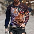 thumbnail image 2 of Hombre Unisex Diario Camiseta 3D Estampado Gráfico Estampados Animal Estampado Manga Larga Tops Casual Bloue Pompotops oipoqjl3921, 2 of 8