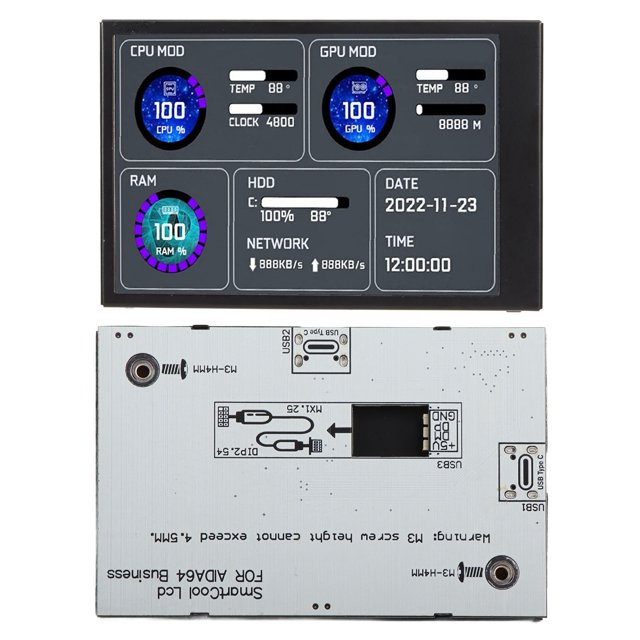 Moniteur de température informatique, éditeur de thème PC CPU Data Monitor 3,5 pouces pour le bureau