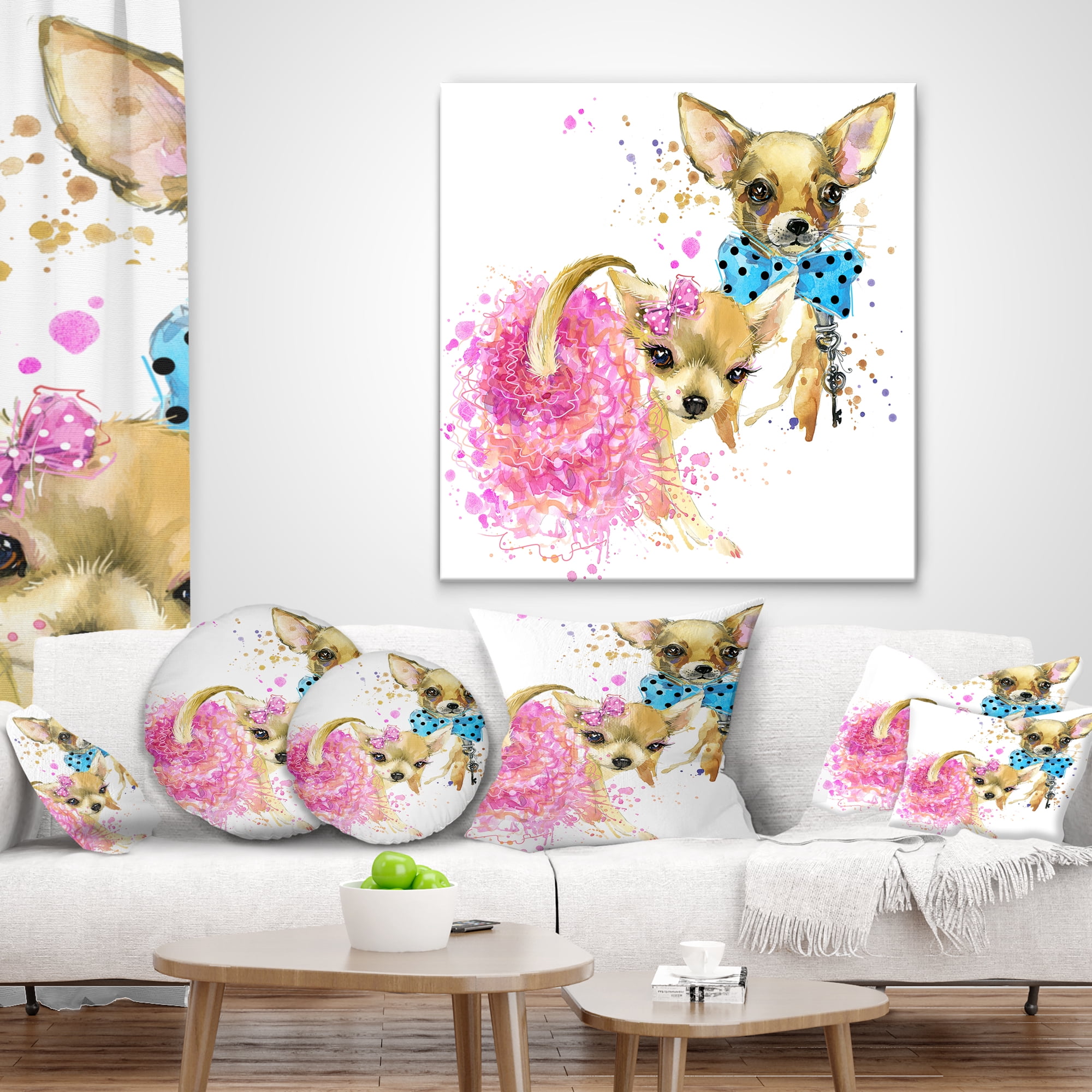 Designart Bridge and Groom Dog Illustration - Animal Throw Pillow - 18x18