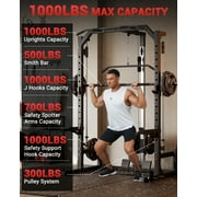 JoanKaren all-in-one Smith Machine with Cable Crossover System,1000 lbs Multifunctional Squat Rack for Home Gym Strength Training