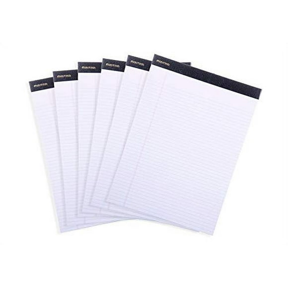 Bloc de notas legales Mintra PREMIUM BLANCO 6 paq 8.5x11 RAYADO ESTRECHO 50 hojas microperforado papel escuela oficina