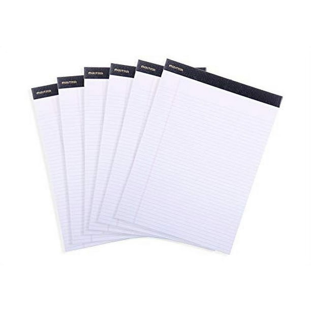 Bloc de notas legales Mintra PREMIUM BLANCO 6 paq 8.5x11 RAYADO ESTRECHO 50 hojas microperforado papel escuela oficina