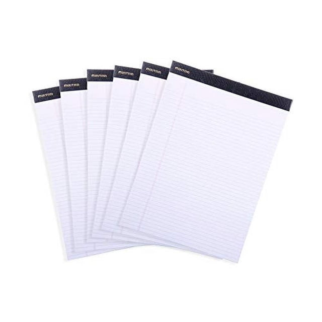 Bloc de notas legales Mintra PREMIUM BLANCO 6 paq 8.5x11 RAYADO ESTRECHO 50 hojas microperforado papel escuela oficina