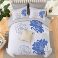 thumbnail image 3 of Flymme King Size Comforter Sets 7 Pieces Blue Floral Bed in a Bag Gray Elegant Flower Bed Set King Botanical Comforter Set with Sheets for Women Man, 3 of 8