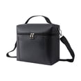 thumbnail image 3 of Black Oxford Cloth Lunch Tote Bag, Work Lunch Tote, Lunch Bag with Strap, Reusable Cooler Bag, Adult Lunch Bag, 8X7X5 Inch Polyester Hand Carry Crossbody Bento Bag, Dual Zipper, 3 of 7