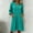 Green#09, variant on Yteetum Summer Dresses for Women Cotton Linen 3/4 Sleeve V Neck Button Dress Casual Solid Loose Breathable Qucikly Dry 3/4 Length Sleeve Tavel Vacation Midi Dresses
