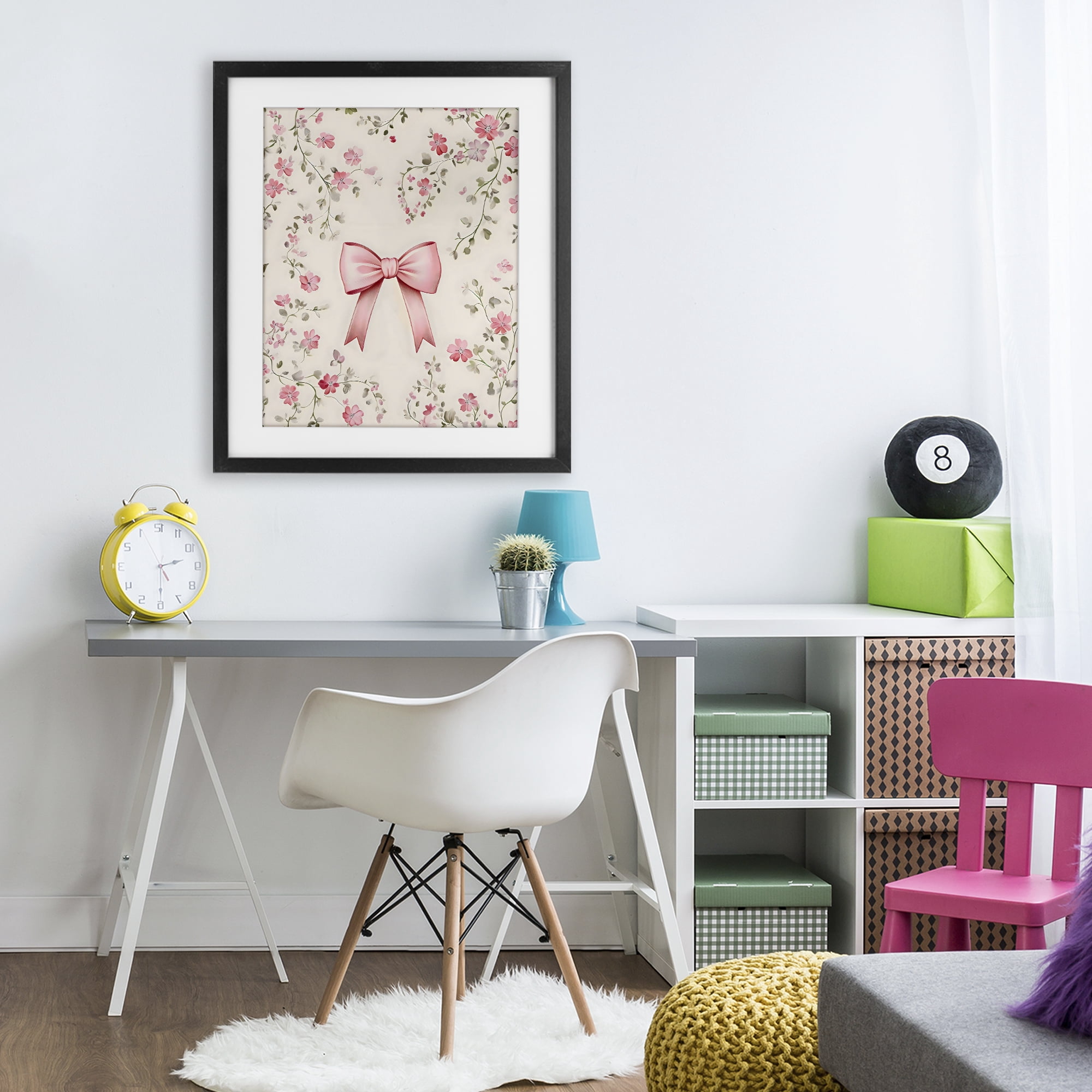 Stupell Industries Girly Ribbon Bow Black Framed Print Under Glass, design by Arlington Prints