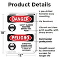 thumbnail image 2 of (2 Pack) Safety Glasses Required Beyond Bilingual OSHA Danger Sign 12 Inch X 18 Inch Plastic Sign, Weather Resistant, UV Protected for Workplace, Business, and Construction Site, Made, 2 of 8