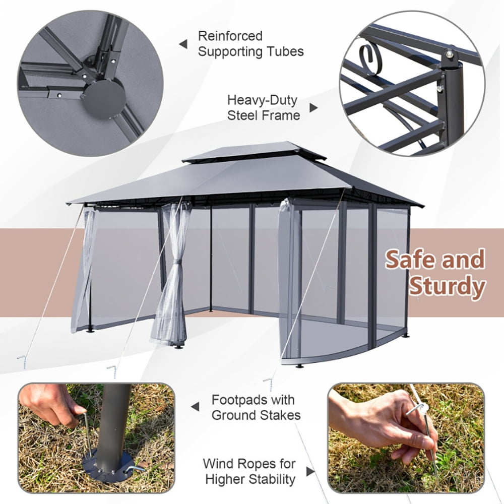 Aimee Lii 10 x 13 Feet Tent Canopy Shelter with Removable Netting Sidewall, Backyard Canopy Gazebo for Party Wedding BBQ Events, Gray