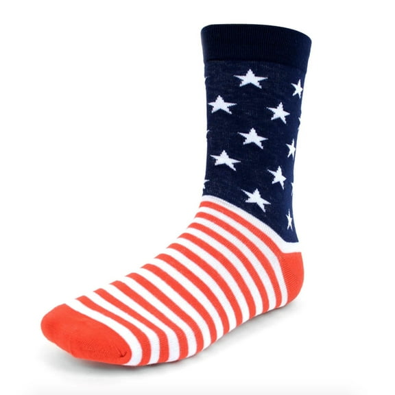 Urban-Peacock Men's Novelty Fun Crew Socks for Dress or Casual - American Flag / Stars & Stripes