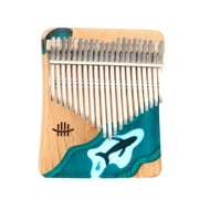 Hluru Thumb Piano,Beech Wood Thumb Musical Ocean Pattern Piano Beech Wood Thumb Piano Rookin 21 Thumb LAOSHE ERYUE