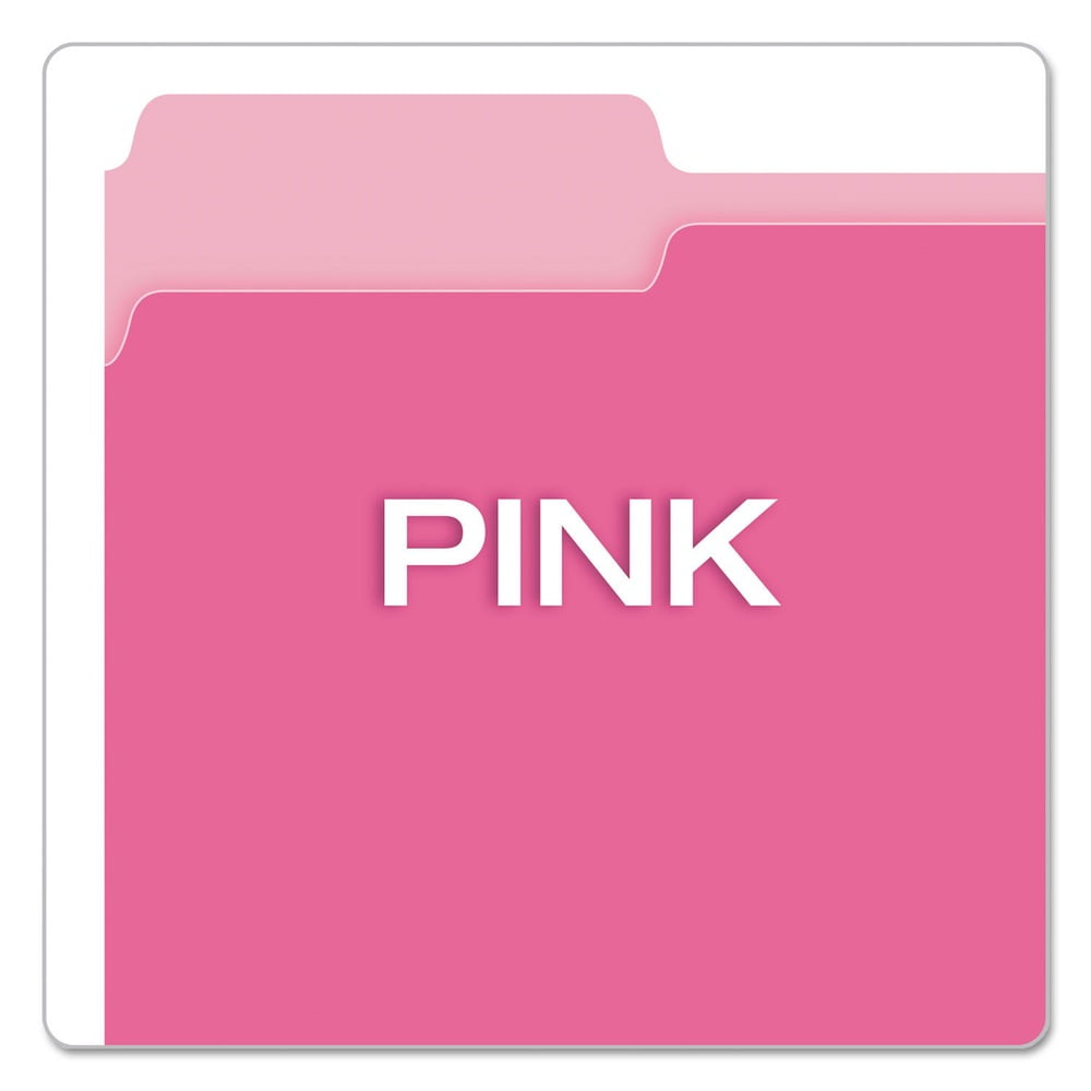 Pendaflex Two-Tone File Folder, Letter Size, 1/3 Cut Tabs, Pink, Pack of 100