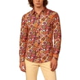 thumbnail image 2 of CONZONE Mens 70S Disco Buttons Down Shirts Long Sleeve Hippie Shirts for Men Trendy Floral Graphic Lapel Soft Lightweight Tops, 2 of 8