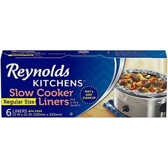 Reynolds Kitchens Slow Cooker Liners, Regular (Fits 3-8 Quarts), 6 Regular - 6