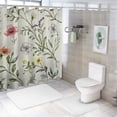 thumbnail image 7 of Awypu Wildflowers Botanical Floral Printed Waterproof Bathroom Shower Curtain Set with Hooks White, 7 of 7