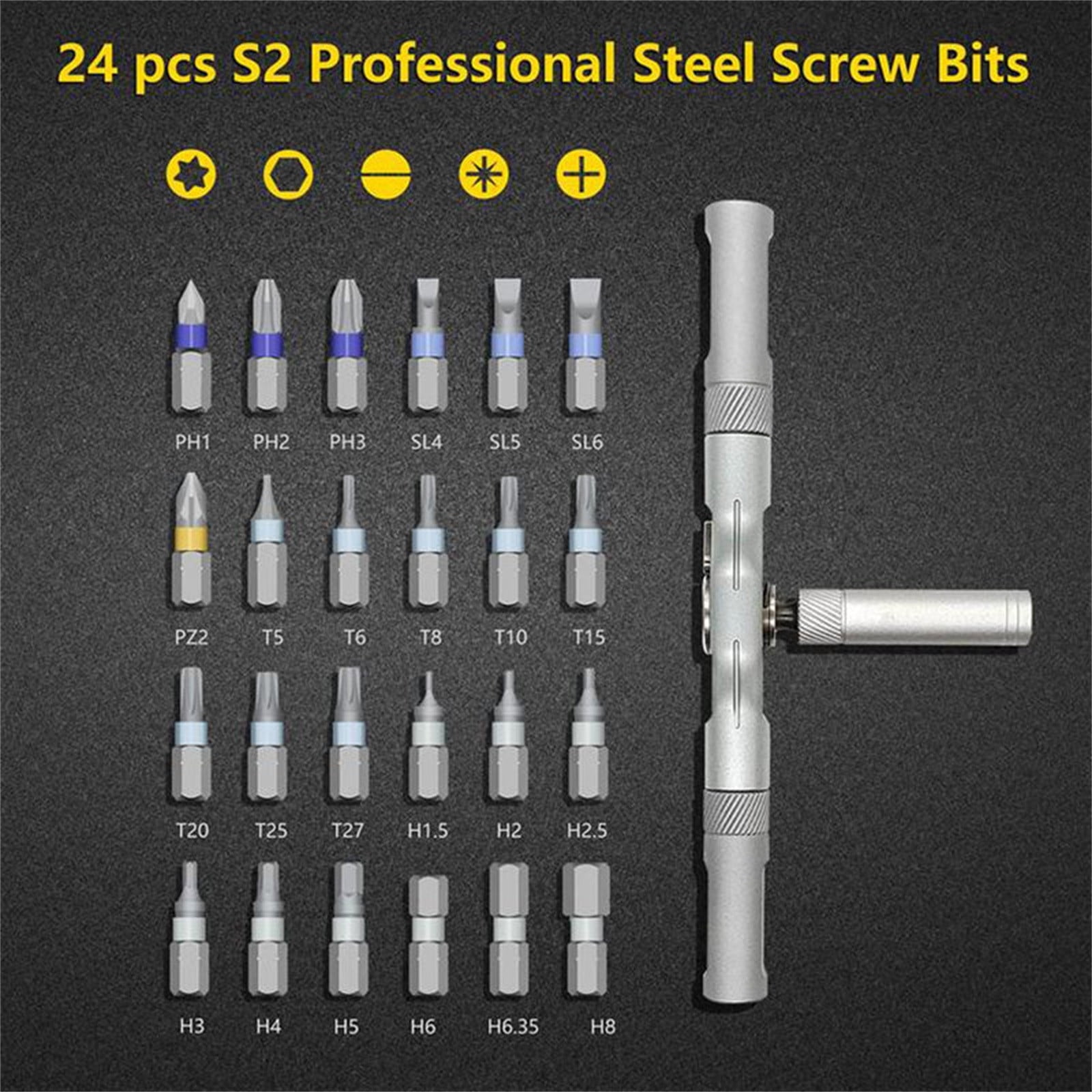 24-in-1 Magnetic Screwdriver Sets, Multi-Function Screwdriver Tool Set with Removable T-Ratchet Handle, Ratchet Screwdriver Set for Furniture Assembly, Electrical Appliance Repair