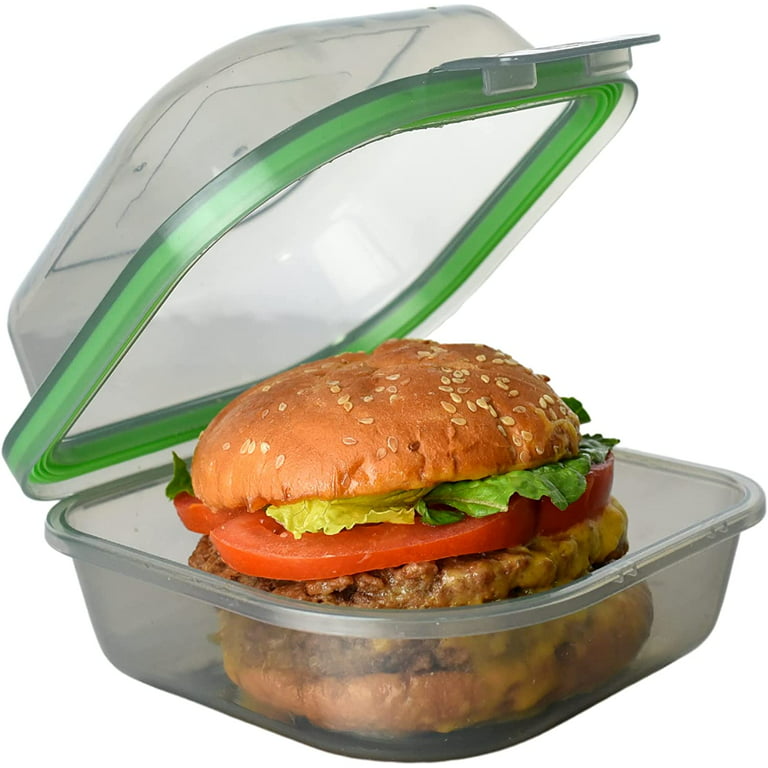 MyGo Container Pizza Slice to-Go Compartment Container, 9-1/4 X 8-1/4 X  2-1/2, Reusable, Microwave Safe, NSF Certified, Smoke/Green 