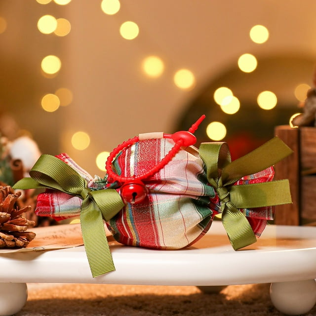 Papier d'Emballage à Cordon Réutilisable en Velours pour Fête de Noël