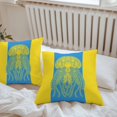 thumbnail image 6 of Blue Yellow Jellyfish Throw Pillow Covers 24x24 Inch Set of 2, Summer Beach Coastal Modern Art Waterproof Outdoor Pillow Covers, Decorative Cushion Pillowcases for Couch, Sofa, Bed, Garden, Patio, 6 of 9