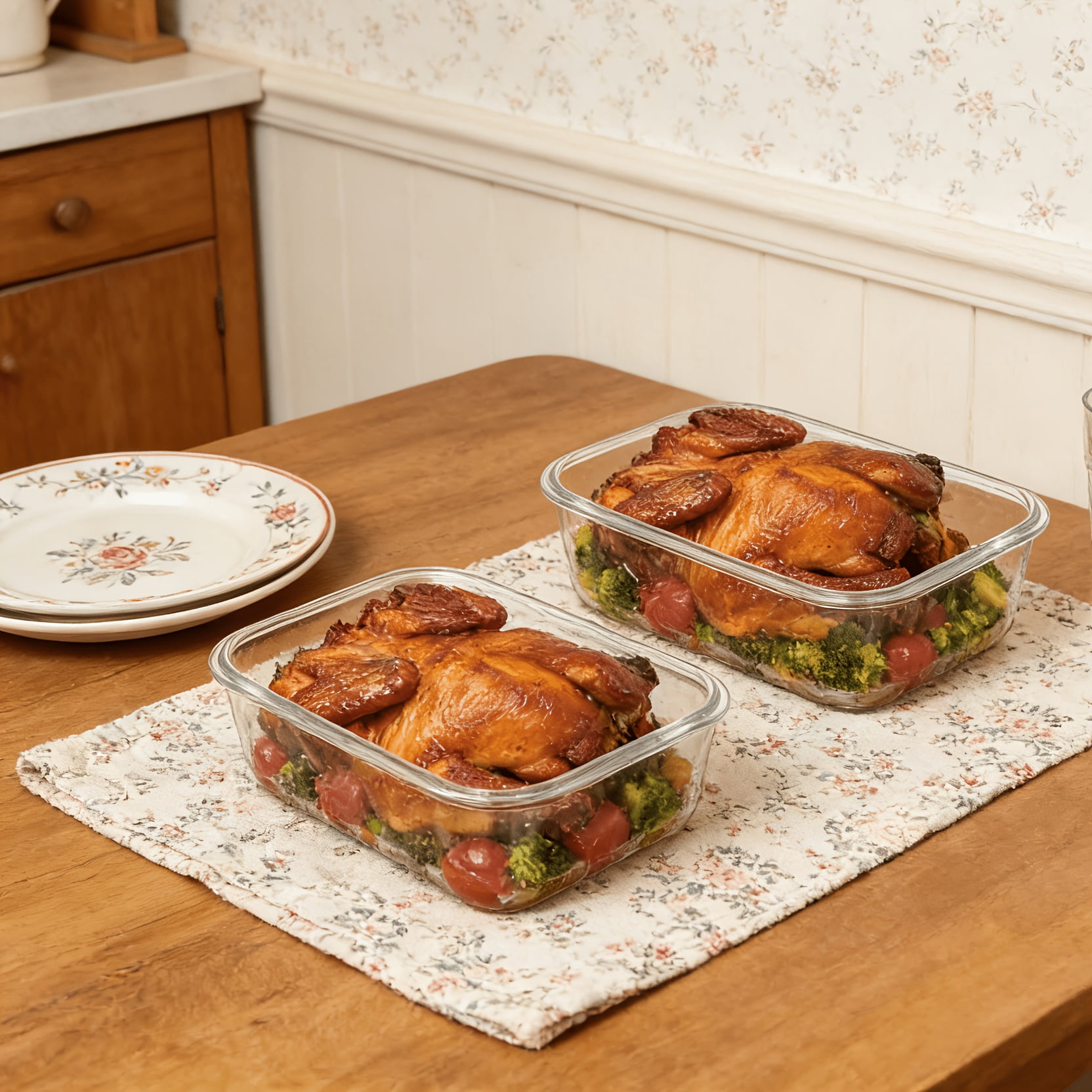 2 Pack Large Glass Food Storage Containers, 63 oz Extra Large Meal Prep Container Set with Airtight Locking Lids, Leak-Proof & BPA-Free