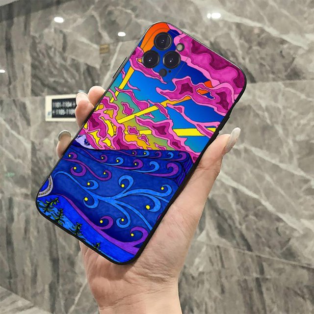 Funda de teléfono de arte psicodélico colorido para iPhone 8, 7, 6, 6S Plus, X, SE, 2020, XR, XS, 14, 11, 12, 13, Mini Pro Max Fivean unisex