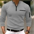 thumbnail image 2 of PuLe Mens Henley Men's 3/4 Zipper Long Sleeved Top With Arm Zipper Men's Striped Long Sleeved Sports Top Solid Color Long Sleeved Stand Up Collar Top/shirt, 2 of 2