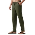 thumbnail image 2 of Pants Willit Linen - Vestido casual para hombre, con cordón, color verde militar, 2 of 5