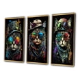 thumbnail image 3 of Designart "Bohemian Cat Cool in Sunglasses I" Animals Cat Framed Wall Art Set Of 3 - Green Cat Frame Canvas Set For Living Room Decor, 3 of 6