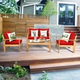 thumbnail image 5 of 4-Pieces Outdoor Sofa Chair Set Acacia Wooden Chat Set Patio Conversation Set with Red Cushions, 5 of 10